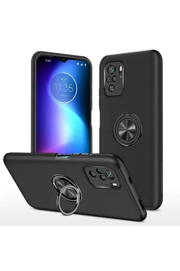 Newface Xiaomi Poco F3 Kılıf Elit Yüzüklü Kapak - Siyah resmi