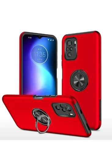 Newface Xiaomi Poco F3 Kılıf Elit Yüzüklü Kapak - Kırmızı resmi