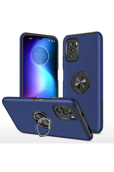 Newface Xiaomi Poco F3 Kılıf Elit Yüzüklü Kapak - Lacivert resmi