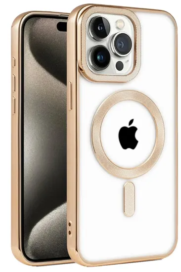 Newface iPhone 14 Pro Max Kılıf Kronos Magsafe Kapak - Gold resmi