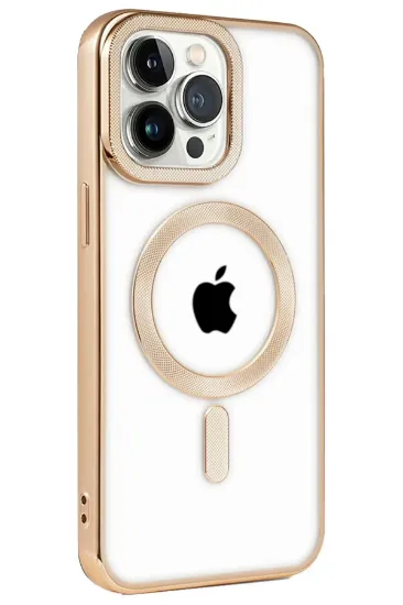Newface iPhone 14 Pro Max Kılıf Kronos Magsafe Kapak - Gold resmi