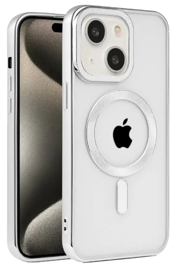 Newface iPhone 15 Kılıf Kronos Magsafe Kapak - Gümüş resmi