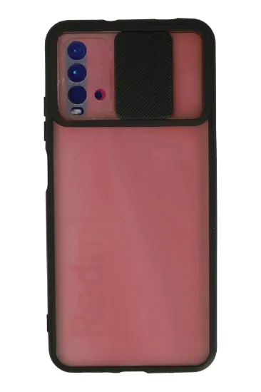 Newface Xiaomi Redmi 9T Kılıf Palm Buzlu Kamera Sürgülü Silikon - Siyah resmi