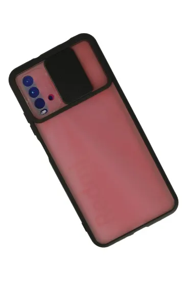 Newface Xiaomi Redmi 9T Kılıf Palm Buzlu Kamera Sürgülü Silikon - Siyah resmi