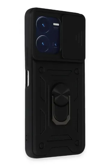 Newface Vivo Y35 Kılıf Pars Lens Yüzüklü Silikon - Siyah resmi