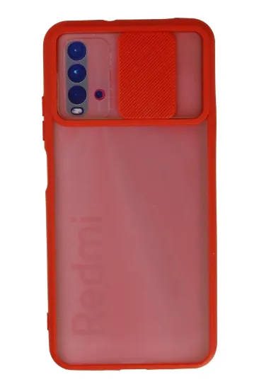 Newface Xiaomi Redmi 9T Kılıf Palm Buzlu Kamera Sürgülü Silikon - Kırmızı resmi