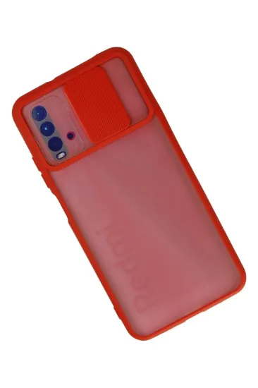 Newface Xiaomi Redmi 9T Kılıf Palm Buzlu Kamera Sürgülü Silikon - Kırmızı resmi