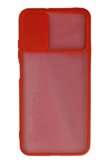Newface Xiaomi Redmi 9T Kılıf Palm Buzlu Kamera Sürgülü Silikon - Kırmızı resmi