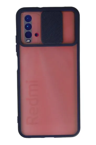 Newface Xiaomi Redmi 9T Kılıf Palm Buzlu Kamera Sürgülü Silikon - Lacivert resmi