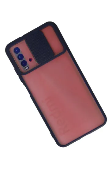 Newface Xiaomi Redmi 9T Kılıf Palm Buzlu Kamera Sürgülü Silikon - Lacivert resmi