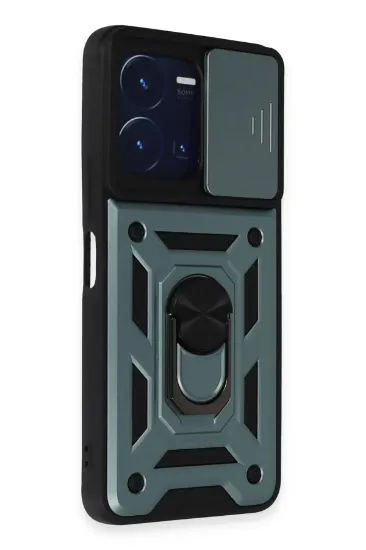 Newface Vivo Y35 Kılıf Pars Lens Yüzüklü Silikon - Yeşil resmi