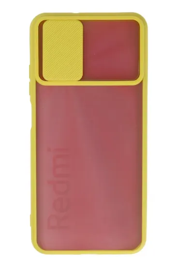 Newface Xiaomi Redmi 9T Kılıf Palm Buzlu Kamera Sürgülü Silikon - Sarı resmi