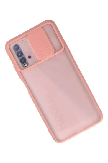 Newface Xiaomi Redmi 9T Kılıf Palm Buzlu Kamera Sürgülü Silikon - Pembe resmi