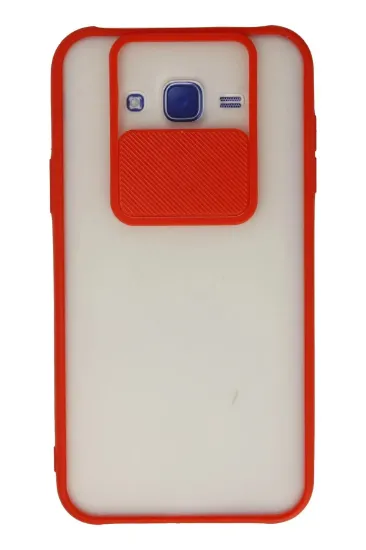 Newface Samsung Galaxy J7 Kılıf Palm Buzlu Kamera Sürgülü Silikon - Kırmızı resmi