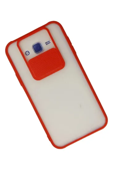 Newface Samsung Galaxy J7 Kılıf Palm Buzlu Kamera Sürgülü Silikon - Kırmızı resmi