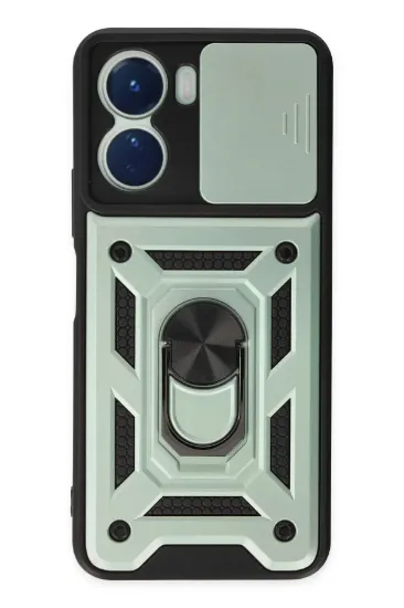 Newface Vivo Y16 Kılıf Pars Lens Yüzüklü Silikon - Yeşil resmi