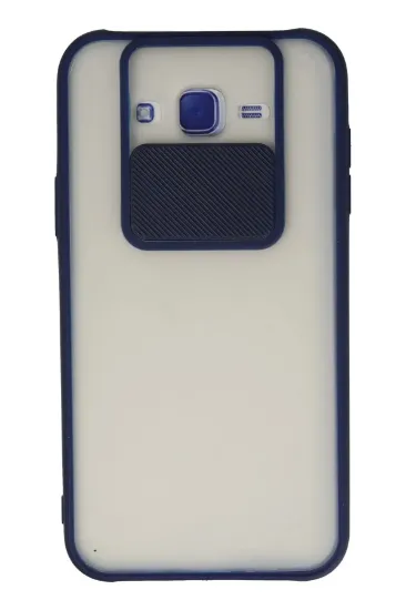 Newface Samsung Galaxy J7 Kılıf Palm Buzlu Kamera Sürgülü Silikon - Lacivert resmi