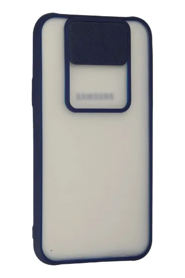 Newface Samsung Galaxy J7 Kılıf Palm Buzlu Kamera Sürgülü Silikon - Lacivert resmi
