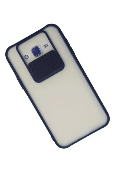 Newface Samsung Galaxy J7 Kılıf Palm Buzlu Kamera Sürgülü Silikon - Lacivert resmi