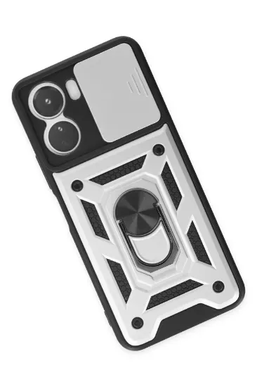 Newface Vivo Y16 Kılıf Pars Lens Yüzüklü Silikon - Gümüş resmi