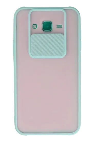 Newface Samsung Galaxy J7 Kılıf Palm Buzlu Kamera Sürgülü Silikon - Turkuaz resmi