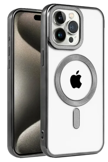 Newface iPhone 15 Pro Max Kılıf Kronos Magsafe Kapak - Siyah resmi