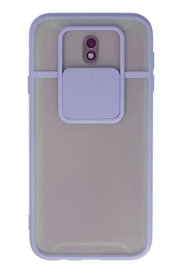 Newface Samsung Galaxy J7 Pro / J730 Kılıf Palm Buzlu Kamera Sürgülü Silikon - Lila resmi