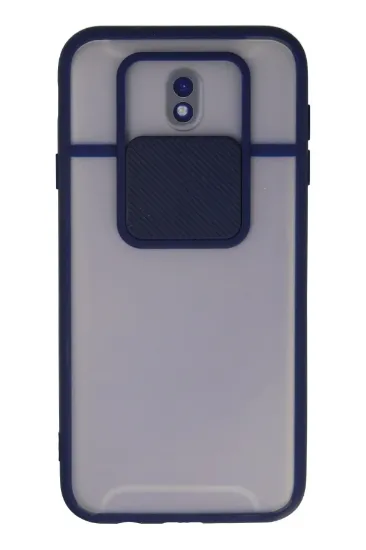 Newface Samsung Galaxy J7 Pro / J730 Kılıf Palm Buzlu Kamera Sürgülü Silikon - Lacivert resmi