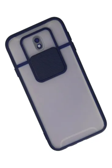 Newface Samsung Galaxy J7 Pro / J730 Kılıf Palm Buzlu Kamera Sürgülü Silikon - Lacivert resmi
