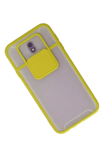 Newface Samsung Galaxy J7 Pro / J730 Kılıf Palm Buzlu Kamera Sürgülü Silikon - Sarı resmi