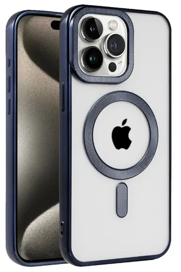 Newface iPhone 15 Pro Max Kılıf Kronos Magsafe Kapak - Lacivert resmi