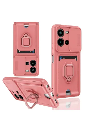 Newface Vivo Y35 Kılıf Zuma Kartvizitli Yüzüklü Silikon - Pembe resmi