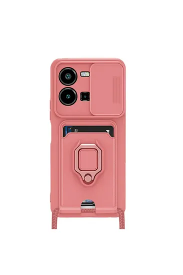 Newface Vivo Y35 Kılıf Zuma Kartvizitli Yüzüklü Silikon - Pembe resmi