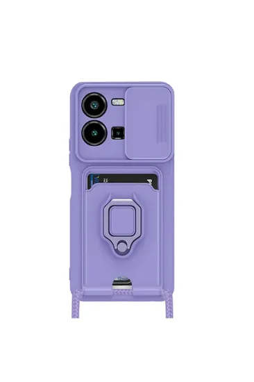 Newface Vivo Y35 Kılıf Zuma Kartvizitli Yüzüklü Silikon - Lila resmi