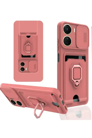 Newface Vivo Y16 Kılıf Zuma Kartvizitli Yüzüklü Silikon - Pembe resmi