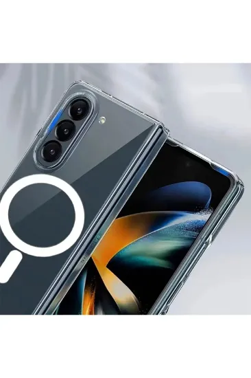 Newface Samsung Galaxy Z Fold 5 Kılıf Magneticsafe Şeffaf Silikon - Şeffaf resmi