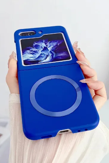 Newface Samsung Galaxy Z Flip 5 Kılıf Mata Fold Kapak - Sierra Blue resmi