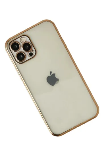 Newface iPhone 12 Pro Max Kılıf Razer Lensli Silikon - Gold resmi