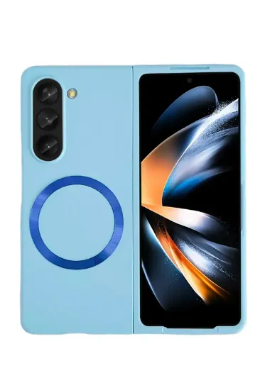 Newface Samsung Galaxy Z Fold 5 Kılıf Mata Fold Kapak - Sierra Blue resmi