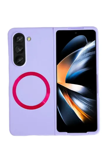 Newface Samsung Galaxy Z Fold 5 Kılıf Mata Fold Kapak - Lila resmi