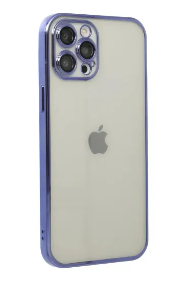Newface iPhone 12 Pro Max Kılıf Razer Lensli Silikon - Mor resmi