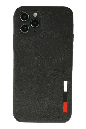 Newface iPhone 11 Pro Max Kılıf Loop Deri Silikon - Siyah resmi