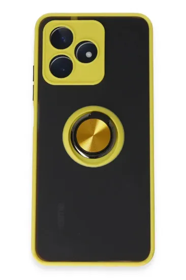 Newface Realme C53 Kılıf Montreal Yüzüklü Silikon Kapak - Sarı resmi