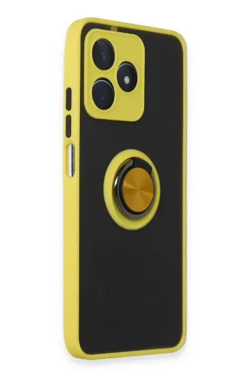 Newface Realme C53 Kılıf Montreal Yüzüklü Silikon Kapak - Sarı resmi