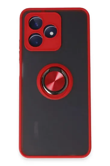 Newface Realme C53 Kılıf Montreal Yüzüklü Silikon Kapak - Kırmızı resmi