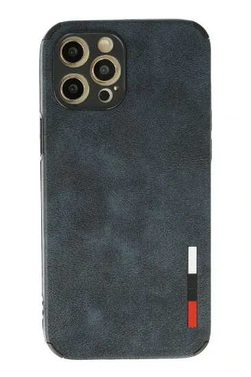 Newface iPhone 12 Pro Max Kılıf Loop Deri Silikon - Lacivert resmi
