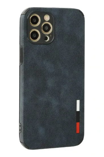 Newface iPhone 12 Pro Max Kılıf Loop Deri Silikon - Lacivert resmi