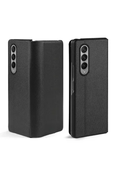 Newface Samsung Galaxy Z Fold 3 Kılıf Fold Karbon Kapak - Siyah resmi