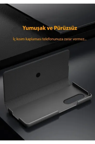 Newface Samsung Galaxy Z Fold 3 Kılıf Fold Karbon Kapak - Siyah resmi