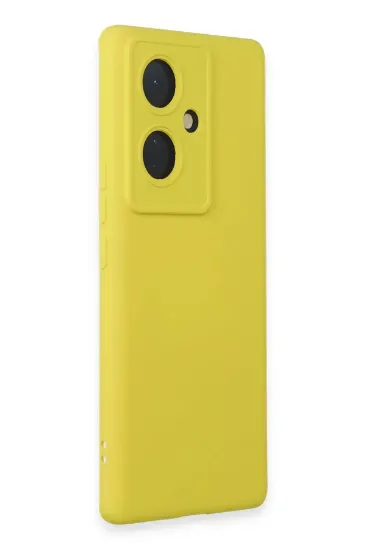 Newface Vivo V29 Lite Kılıf Nano içi Kadife Silikon - Sarı resmi
